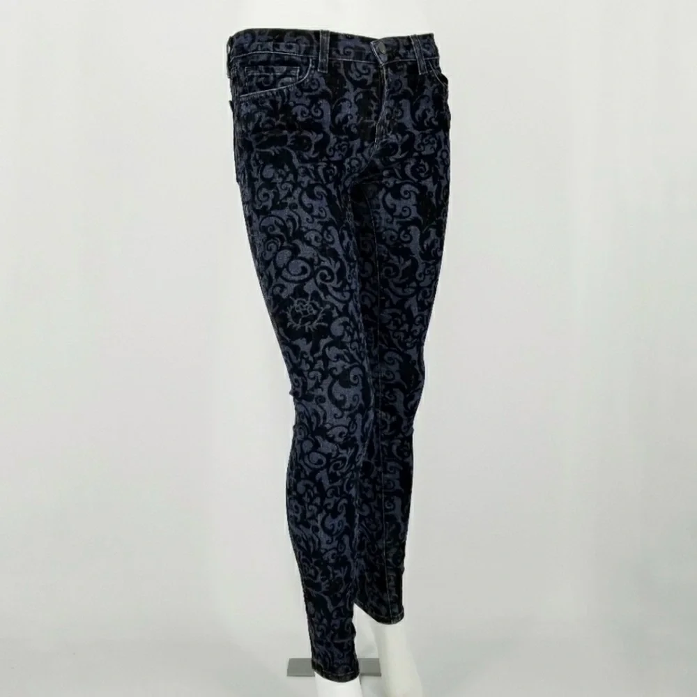 J Brand Skinny Leg Black Brocad Jean - Picture 2 of 10